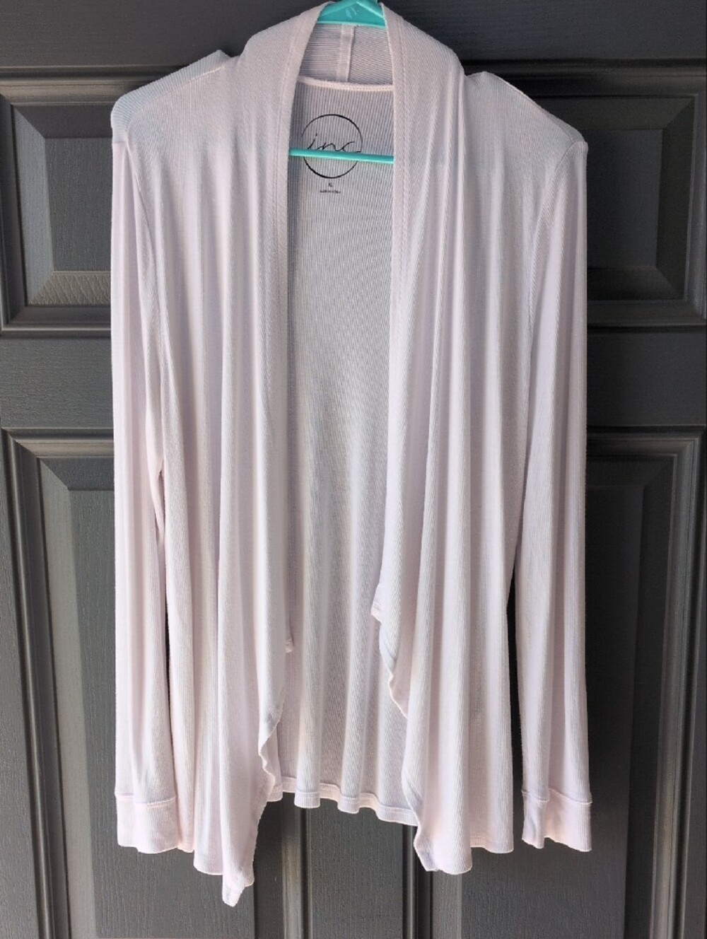 INC International Concepts White Open-Front Draped Cardigan